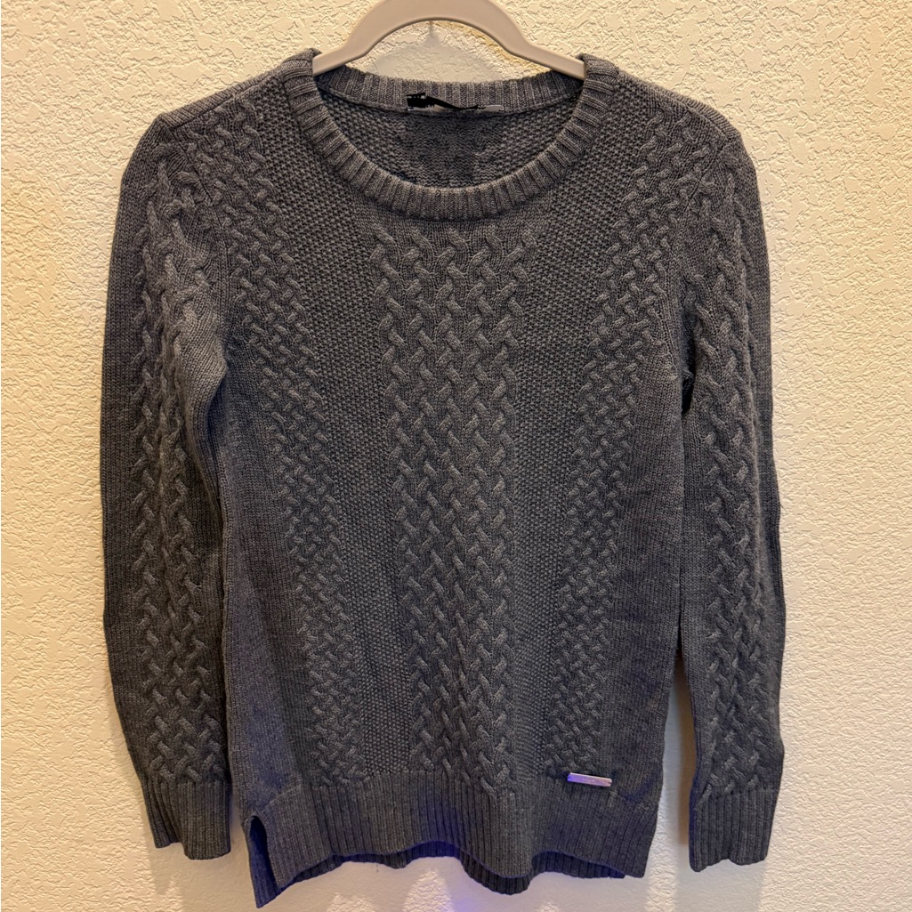 Noel Asmar Charcoal Cable Knit Sweater